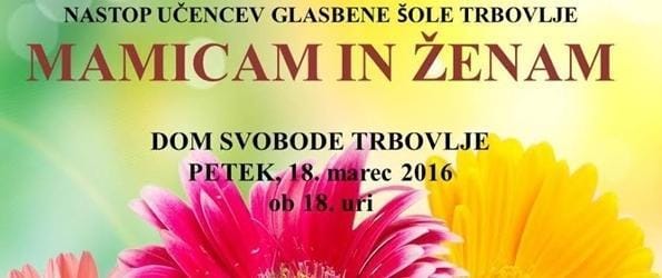 Koncert 'mamicam in ženam' učencev Glasbene šole Trbovlje