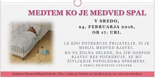 Knjižnica Trbovlje: pravljična ura Medtem, ko je medved spal
