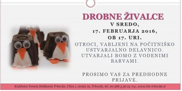 Knjižnica Trbovlje: ustvarjalna delavnica - male živali