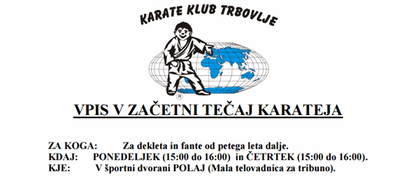 Vpisi v začetni tečaj karateja
