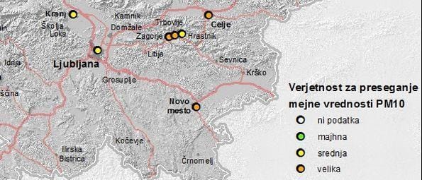 Napoved preseganja mejne vrednosti delcev PM10