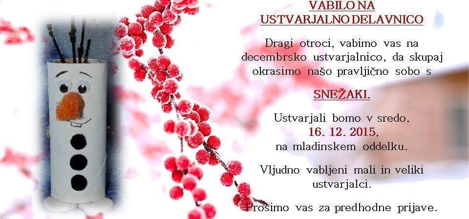 Knjižnica Trbovlje: Ustvarjalnica za otroke: Snežaki