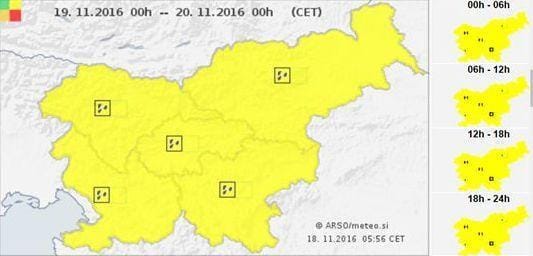 POZOR! Rumeni alarm tudi za Zasavje