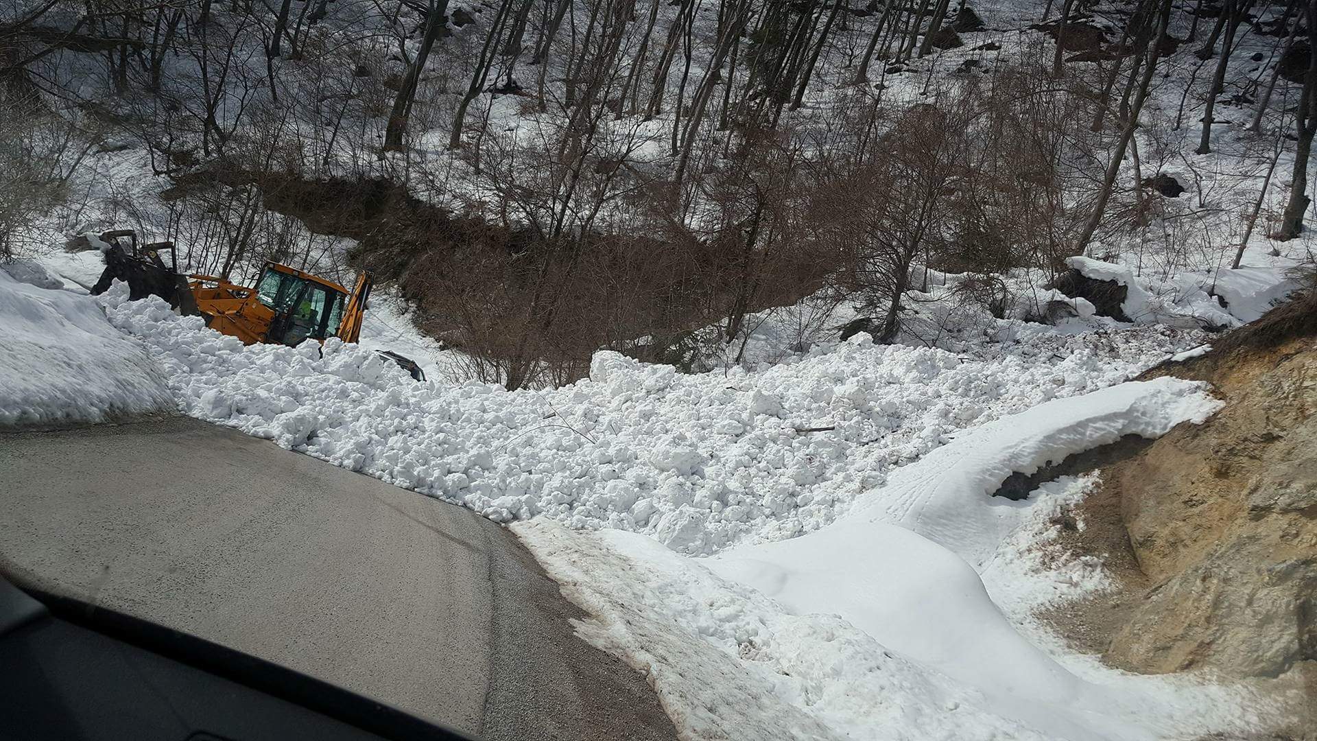 Snežni plaz zaprl cesto