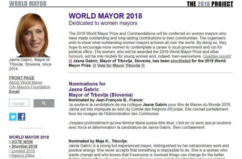 Trboveljska županja med 27 najboljših na svetu