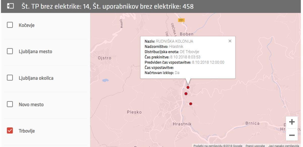 Že preko 450 uporabnikov brez elektrike, PREVERITE, kdaj boste na vrsti!