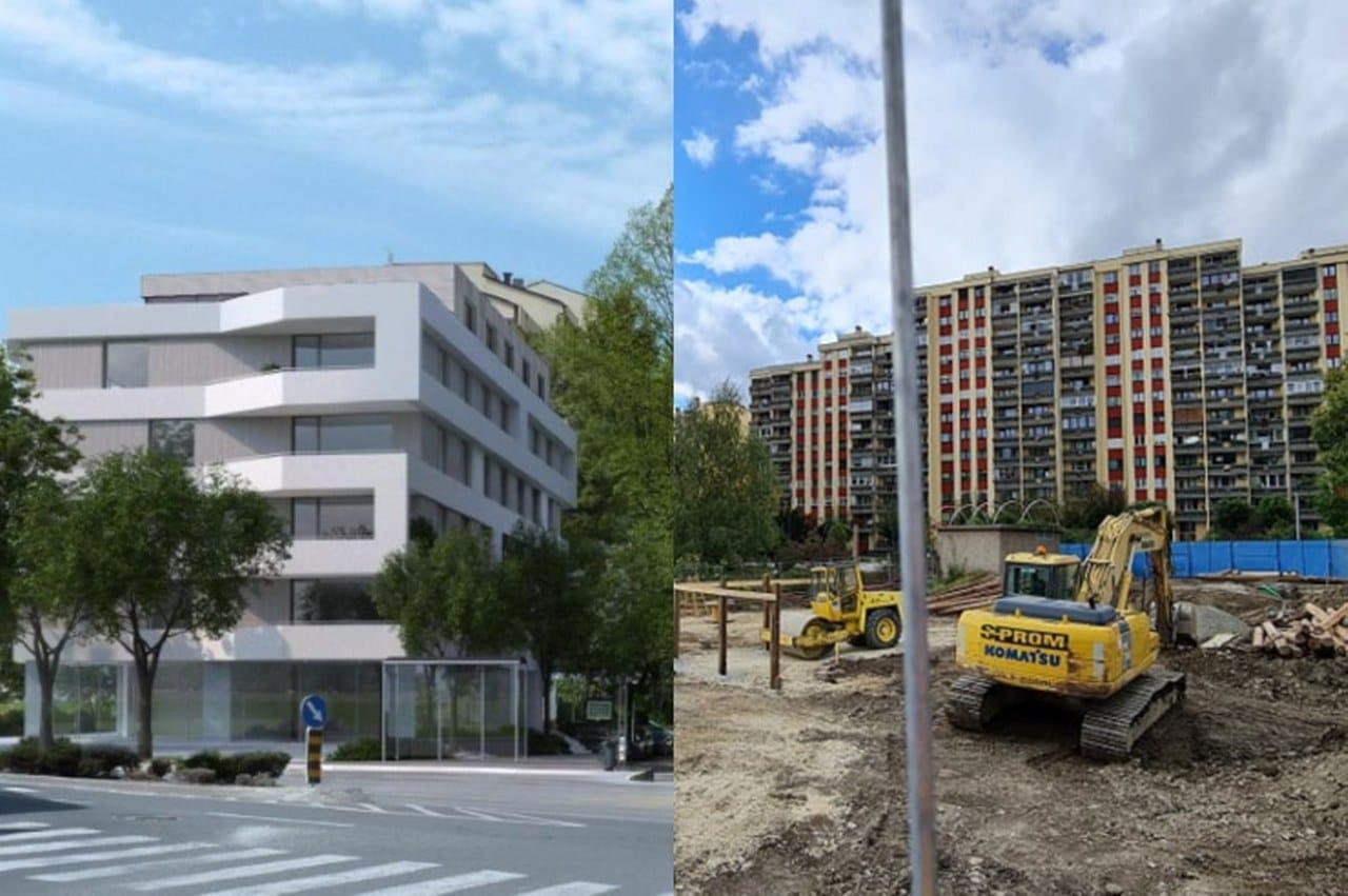 FOTO: V bloku nasproti občine tudi 4-sobna stanovanja, pod objektom pa garažna hiša