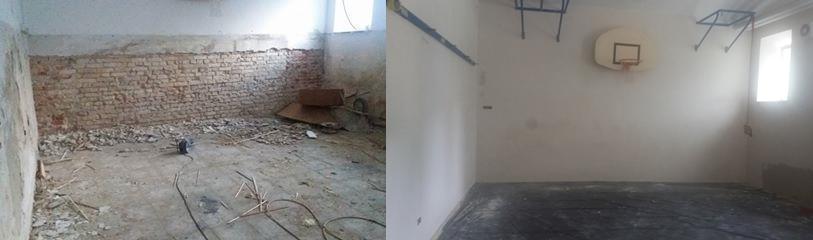 prej in potem telovadnica OŠ Toneta Okrogarja