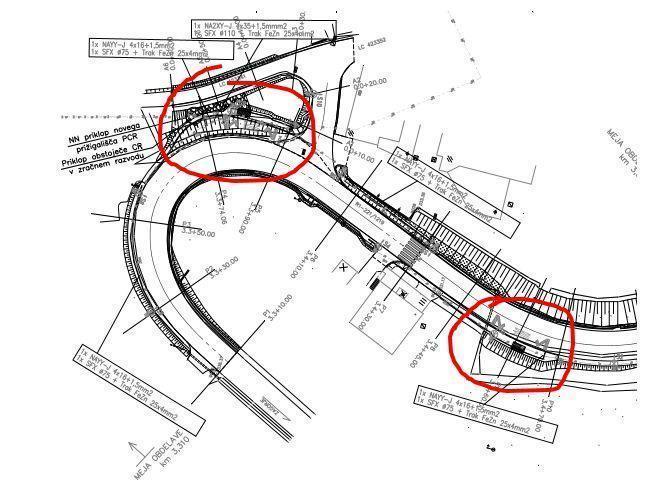 Nova situacija v grafičnem prikazu. Obkroženi sta avtobusni postajališči. (vir: DRSI)