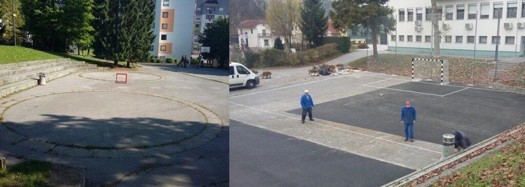 igrišče Elektro pred in po obnovi